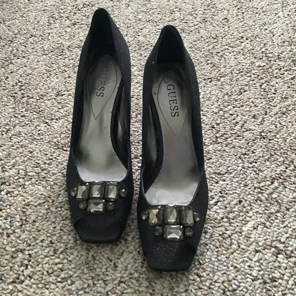 Guess Black Embellished Heels